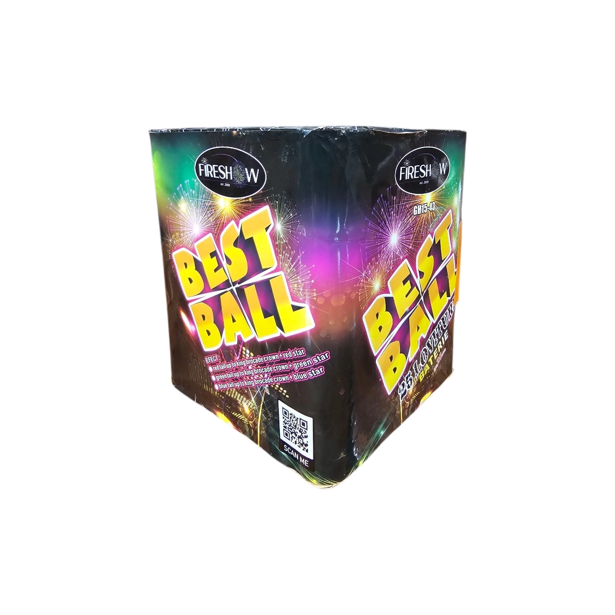 Best Ball tűzij&aacute;t&eacute;k telep 25 l&ouml;v&eacute;ssel, 25 mm kaliberrel, Fireshow m&aacute;rk&aacute;t&oacute;l