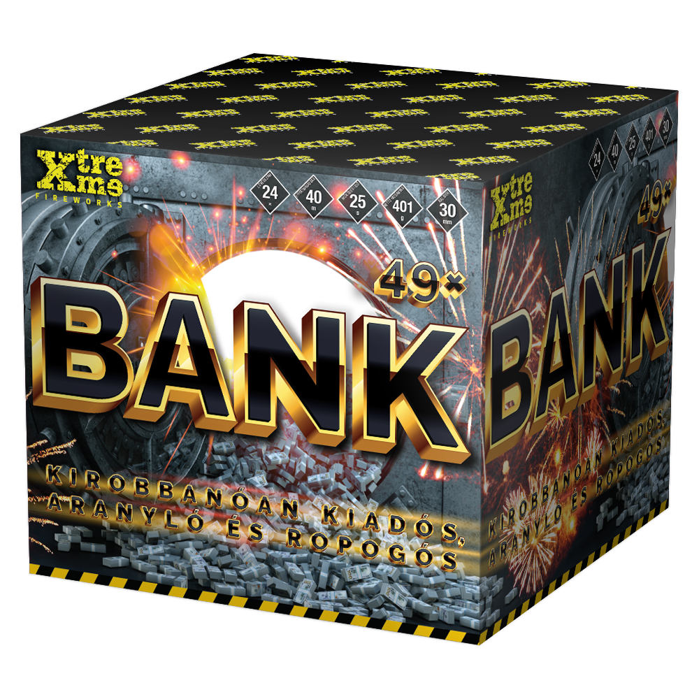BANK 49 l&ouml;v&eacute;ses 30 mm-es Xtreme F3 tűzij&aacute;t&eacute;k telep, szilveszteri show