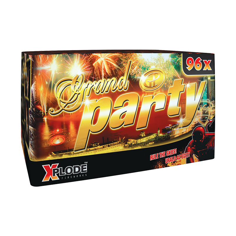 Set de artificii Grand Party, marca F3 Xplode, cu diametrul de 20 mm și 96 de focuri, pentru Revelion
