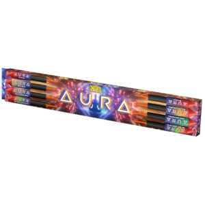 RP49 AURA rakétacsomag – 8 db rakéta, 25 mm és 27 mm kaliber, vörös, zöld, fehér, arany effektekkel