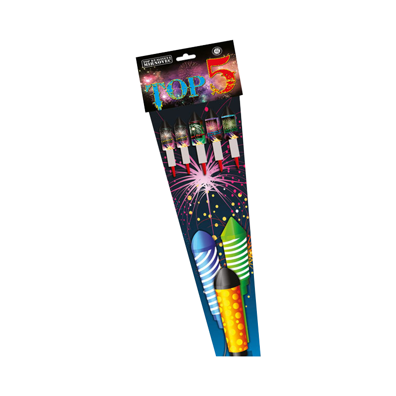 Top 5 Rakete F2 Feuerwerk, 5er Pack, 55g Gesamtgewicht, mit Farb-, Licht- und Soundeffekten