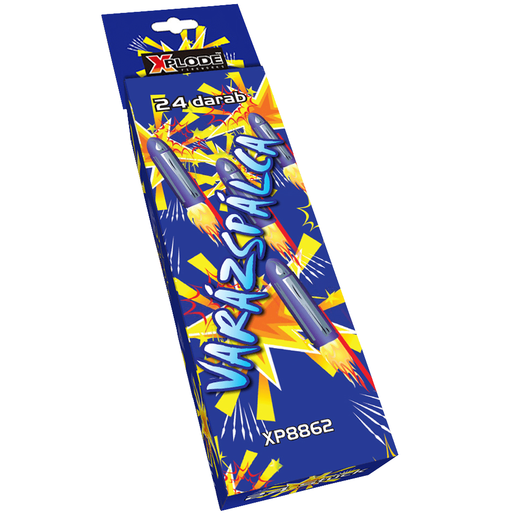 Var&aacute;zsp&aacute;lca F1 mini rak&eacute;ta jellegű pirotechnikai j&aacute;t&eacute;k 24 db-os csomagban, 28,8 g nett&oacute; hat&oacute;anyag-tartalommal.