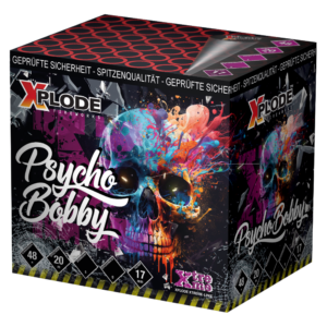 Psychobobby tűzijáték telep 48 lövéssel, 17 mm kaliberrel, látványos pirotechnikai show